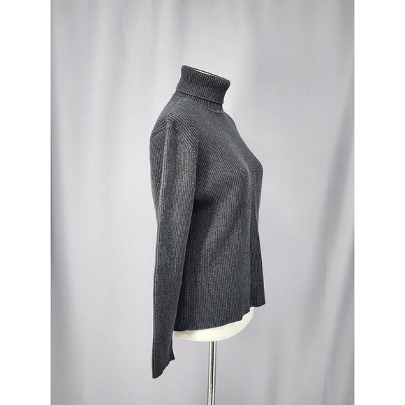 Lauren Ralph Lauren Sweater Womens XL Gray Ribbed Turtleneck Knit Preppy - Picture 2 of 13